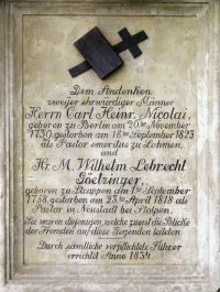 Gedenktafel für Nicolai und Götzinger