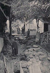 Historische Postkarte der Rathewalder Mühle (Unwetter 1912)
