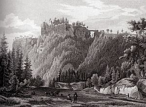 Hockstein mit Teufelsbrcke um 1855